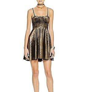 Free People Metallic Strapless Mini Dress